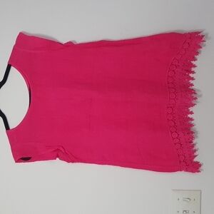 Terzo Millenio 100% Linen Crochet Hem Tank Top